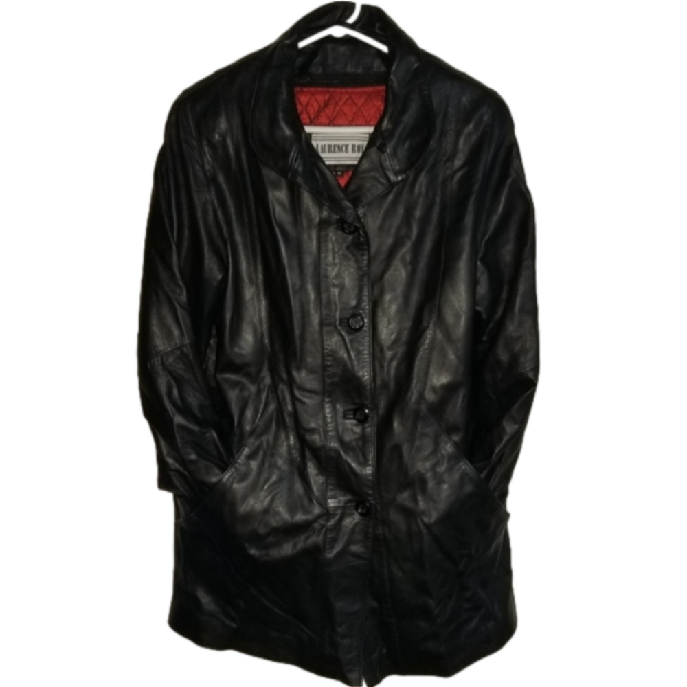 Laurence Roy Lamb Skin Brown Leather Button Up Jacket Size M